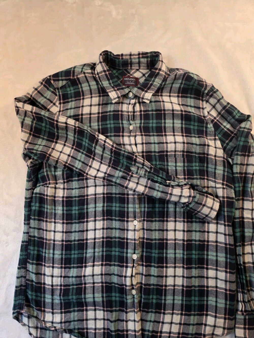 Untuckit Womens Size 8 Norante Green Plaid  Long‎ Sleeve Button Up Shirt